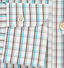 Kiton Brown Plaid Cotton Shirt - Slim - (KT12122326) - Parent