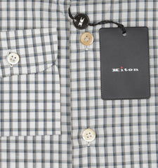 Kiton Gray Check Cotton Blend Shirt - Slim - (KT77223) - Parent