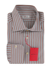 $600 Kiton Brown Striped Cotton Shirt - Slim - (KT311259) - Parent