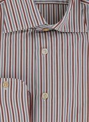 $600 Kiton Brown Striped Cotton Shirt - Slim - (KT311259) - Parent