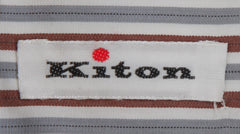 $600 Kiton Brown Striped Cotton Shirt - Slim - (KT311259) - Parent