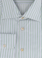 $600 Kiton Green Striped Cotton Shirt - Slim - (KT314266) - Parent