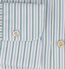 $600 Kiton Green Striped Cotton Shirt - Slim - (KT314266) - Parent