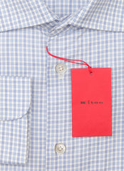 Kiton Light Blue Micro-Check Cotton Shirt - Slim - (KT0629227) - Parent
