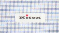 Kiton Light Blue Micro-Check Cotton Shirt - Slim - (KT0629227) - Parent