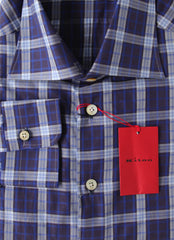 Kiton Blue Window Pane Cotton Shirt - Slim - (KT423226) - Parent