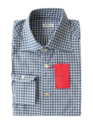 Kiton Blue Check Cotton Shirt - Slim - 15/38 - (KT4272220)