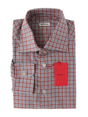 Kiton Brown Check Cotton Shirt - Slim - 16.5/42 - (KT423222)