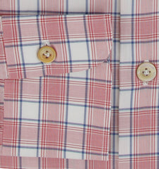 $600 Kiton Red Check Cotton Shirt - Slim - (KT3112514) - Parent