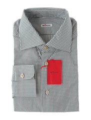 Kiton Green Micro-Check Cotton Shirt - Slim - 15.75/40 - (KT4232215)