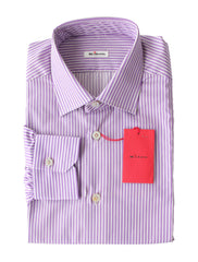 Kiton Purple Striped Cotton Shirt - Slim - (KT4272210) - Parent
