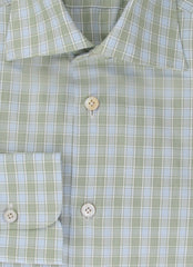 Kiton Light Green Check Cotton Shirt - Slim - (KT9122315) - Parent
