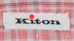 $600 Kiton Red Plaid Cotton Blend Shirt - Slim - (KT916261) - Parent