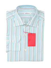 Kiton Light Blue Striped Cotton Shirt - Slim - (KT772210) - Parent