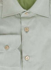 Kiton Light Green Solid Cotton Shirt - Slim - (KT1114236) - Parent