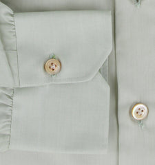 Kiton Light Green Solid Cotton Shirt - Slim - (KT1114236) - Parent