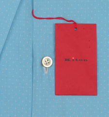 Kiton Light Blue Polka Dot Cotton Shirt - Slim - (KT413237) - Parent