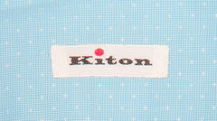 Kiton Light Blue Polka Dot Cotton Shirt - Slim - (KT06292216) - Parent