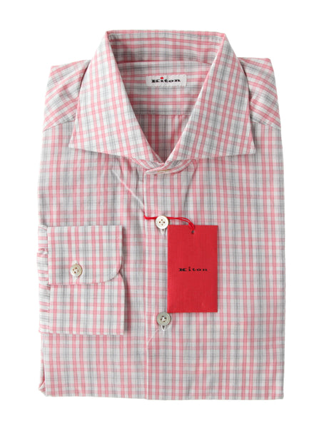 Kiton Pink Check Cotton Shirt - Slim - (KT427224) - Parent