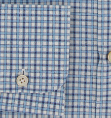 $600 Kiton Blue Plaid Cotton Shirt - Slim - (KT9122611) - Parent