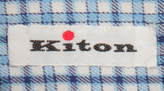 $600 Kiton Blue Plaid Cotton Shirt - Slim - (KT9122611) - Parent