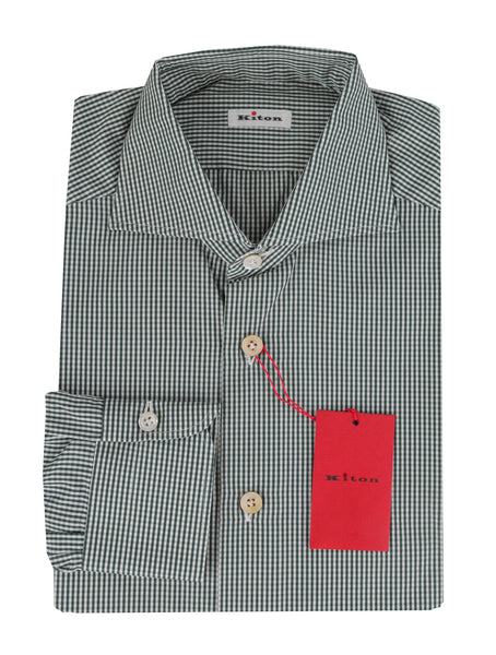 Kiton Green Micro-Check Cotton Shirt - Slim - (KT1114234) - Parent