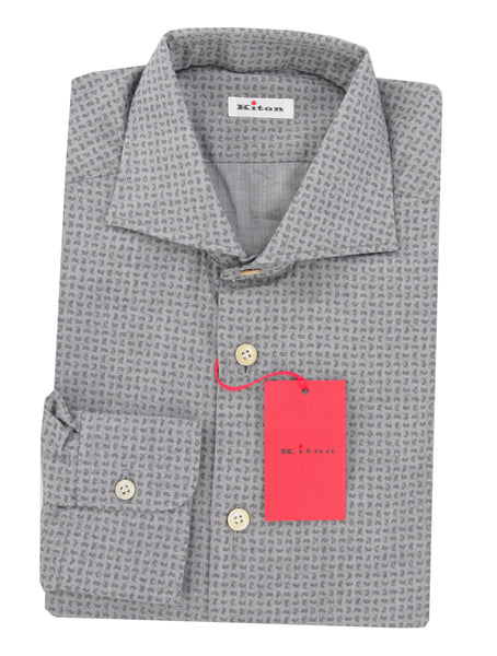 Kiton Gray Paisley Cotton Shirt - Slim - (KT1228237) - Parent
