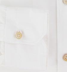 $800 Kiton White Solid Cotton Shirt - Slim - (KT4420263) - Parent