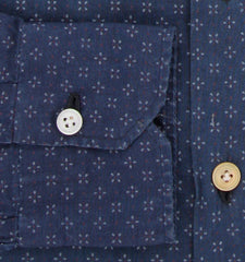 $600 Kiton Dark Blue Fancy Cotton Shirt - Slim - (KT912269) - Parent