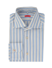 Kiton Light Blue Striped Cotton Shirt - Slim - 15.75/40 - (KT9122316)