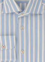 Kiton Light Blue Striped Cotton Shirt - Slim - (KT9122316) - Parent
