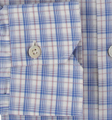 $600 Kiton Blue Plaid Cotton Shirt - Extra Slim - (KT314263) - Parent