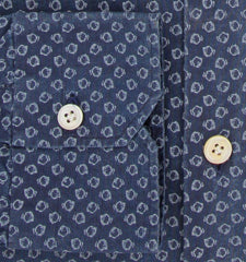 $600 Kiton Dark Blue Fancy Cotton Shirt - Slim - (KT916262) - Parent