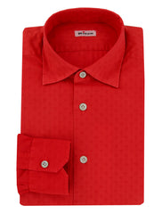 $600 Kiton Red Fancy Cotton Shirt - Slim - L US/L EU - (KT9122613)
