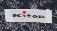 $600 Kiton Dark Blue Floral Linen Shirt - Slim - (KT916265) - Parent