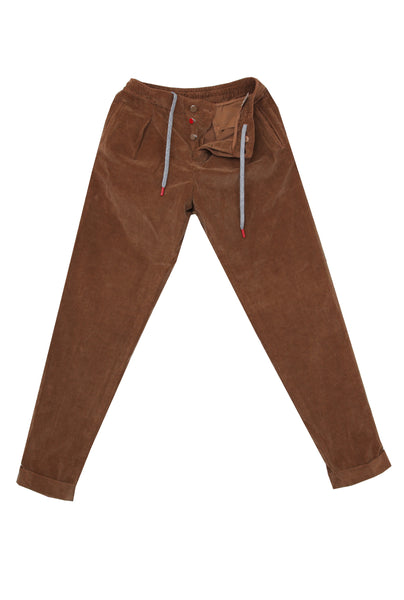 Kiton Brown Solid Cotton Blend Pants - Slim - (KT215241) - Parent