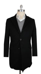 $19470 Kiton Black Cashmere Blend Solid Coat - (KT422262) - Parent