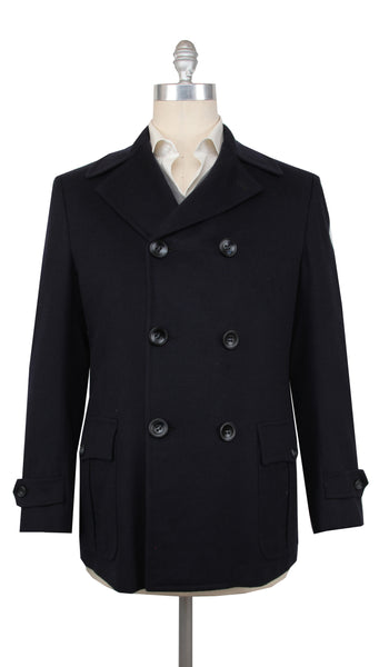 Kiton Dark Blue Cashmere Solid Peacoat - (KT37249) - Parent