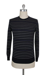 $1395 Kiton Dark Blue Cotton Blend Crewneck Sweater - (KT124261) - Parent