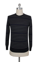 $1395 Kiton Dark Blue Cotton Blend Crewneck Sweater - XXL/56 - (KT124261)