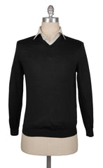 Kiton Charcoal Gray Silk V-Neck Sweater - (KT126225) - Parent