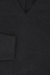 Kiton Charcoal Gray Silk V-Neck Sweater - (KT126225) - Parent