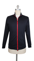 $795 Kiton Dark Blue Cotton Funnel Jacket - L/52 - (KT89259)