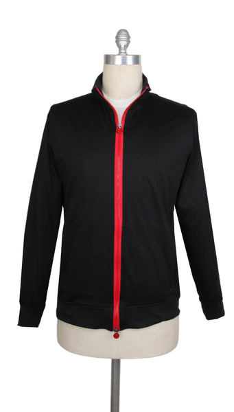 $795 Kiton Black Cotton Funnel Jacket - (KT892510) - Parent