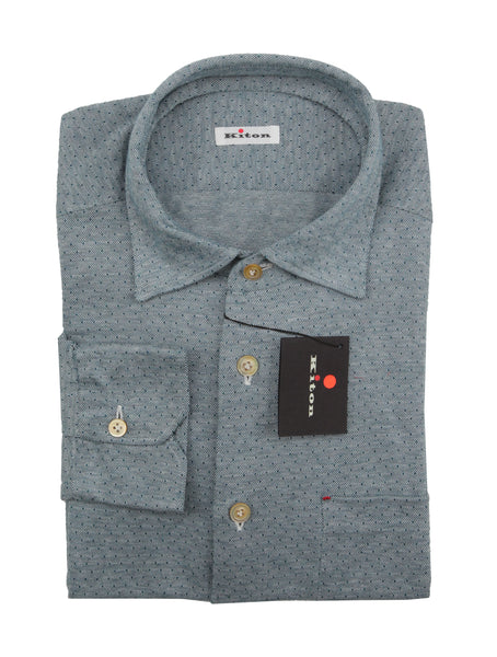 Kiton Green Polka Dot Cotton Shirt - Slim - (KT118224) - Parent