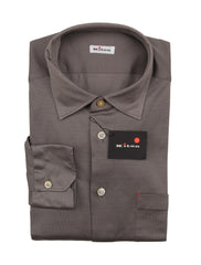 Kiton Dark Gray Solid Cotton Shirt - Slim - (KT118226) - Parent