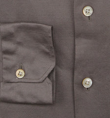 Kiton Dark Gray Solid Cotton Shirt - Slim - (KT118226) - Parent