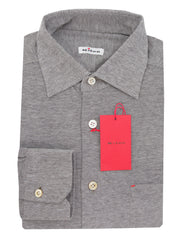 Kiton Gray Solid Cotton Shirt - Slim - 15.75/40 - (KT12122332)