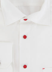 $800 Kiton White Solid Cotton Shirt - Slim - (KT4420262) - Parent