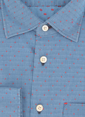 Kiton Blue Polka Dot Cotton Shirt - Slim - (KT12122329) - Parent